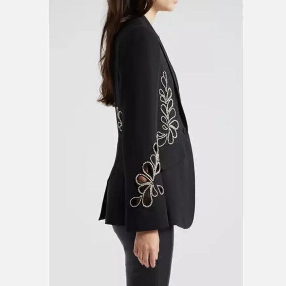 Cinq a Sept Cheyenne Rhinestone Paisley One-Button Blazer - Picture 8 of 13